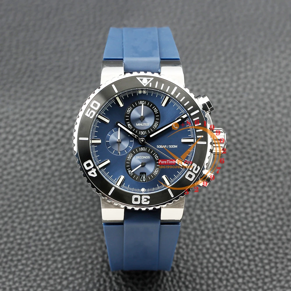 

Aquis Depth Gauge Chronograph Quartz Mens Watch ceramics Bezel Black Dial Blue Rubber Strap 01 774 7708 4154 Luxury 2023