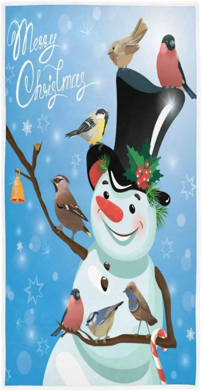 

Полотенце для лица с надписью "Merry Christmas", "Снеговик", "Птица", "Снежинка", мягкое банное полотенце для отелей, спа, "Ручные полотенца"