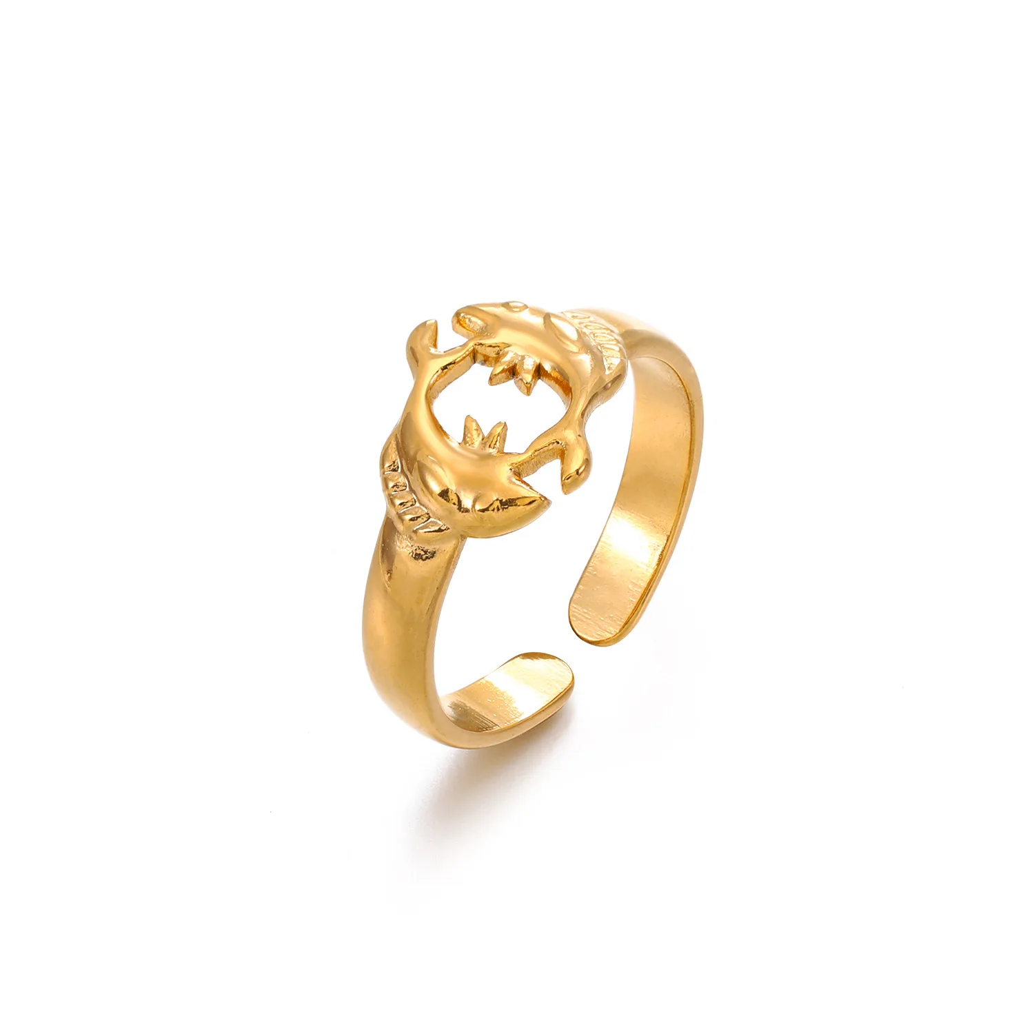 Fashion Stainless Steel Ring for Women, Simple and Popular Gold Carp, Auspicious Index Finger Ring, Retro Ring for Women
Fashion Stainless Steel Ring for Women, Simple and Popular Gold Carp, Auspicious Index Finger Ring, Retro Ring for Women