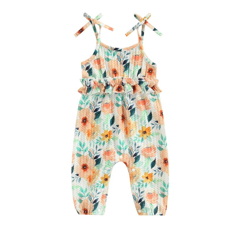 Infant Floral Print Jumpsuit, Summer Toddler Tie-up Ruffled Spaghetti Strap Waffle Romper
Infant Floral Print Jumpsuit, Summer Toddler Tie-up Ruffled Spaghetti Strap Waffle Romper