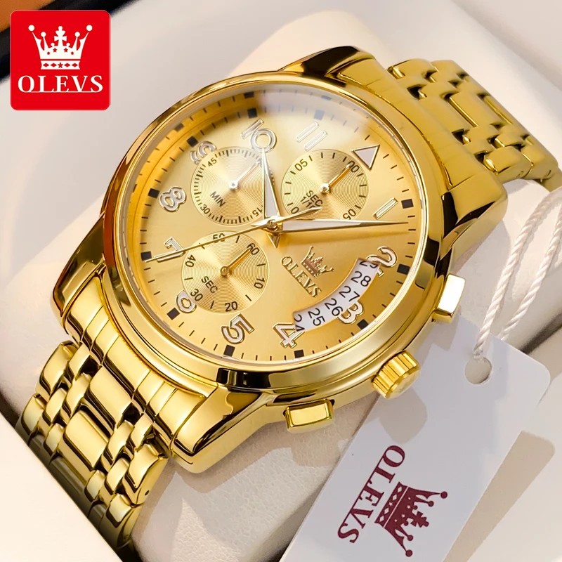 OLEVS 2879 Men's Classic Wristpatches Luxury Original Stainless Steel Waterproof Watch For Men Multifunctional Quartz Gold Clock
OLEVS 2879 Men's Classic Wristpatches Luxury Original Stainless Steel Waterproof Watch For Men Multifunctional Quartz Gold Clock