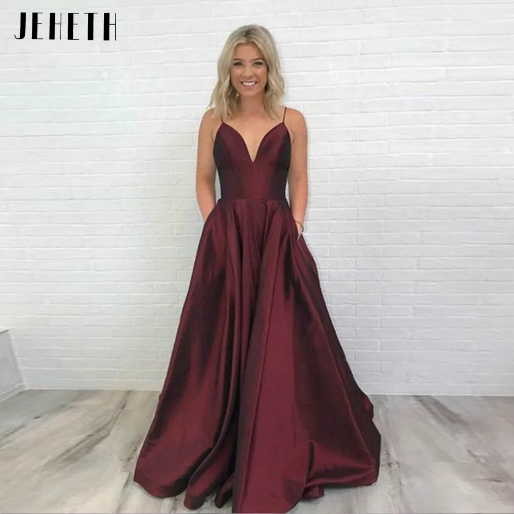 KEITH Burgundy Spaghetti Straps Long Prom Dresses 2022 Satin V Neck Formal Evening Gown Backless Floor Length With Pocket Custom
KEITH Burgundy Spaghetti Straps Long Prom Dresses 2022 Satin V Neck Formal Evening Gown Backless Floor Length With Pocket Custom