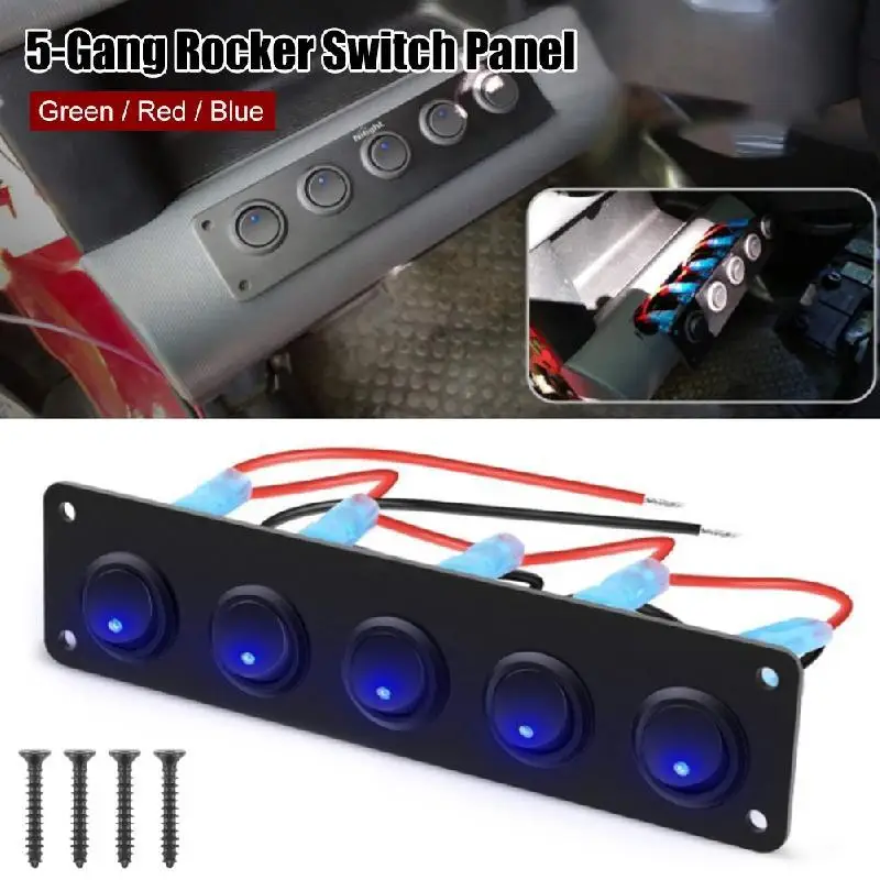5 Gang Rocker Switch Panel USB Style Fast Charger Switch Panel Waterproof With Indicator Lights For Car SUV Off-road Marine Boat
5 Gang Rocker Switch Panel USB Style Fast Charger Switch Panel Waterproof With Indicator Lights For Car SUV Off-road Marine Boat