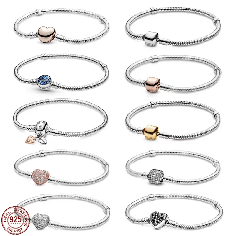 Classic Bracelet 925 Sterling Silver Rose Gold Heart Snake Bone Chain Bracelet fit Original Charm Beaded DIY Fine Jewelry
Classic Bracelet 925 Sterling Silver Rose Gold Heart Snake Bone Chain Bracelet fit Original Charm Beaded DIY Fine Jewelry