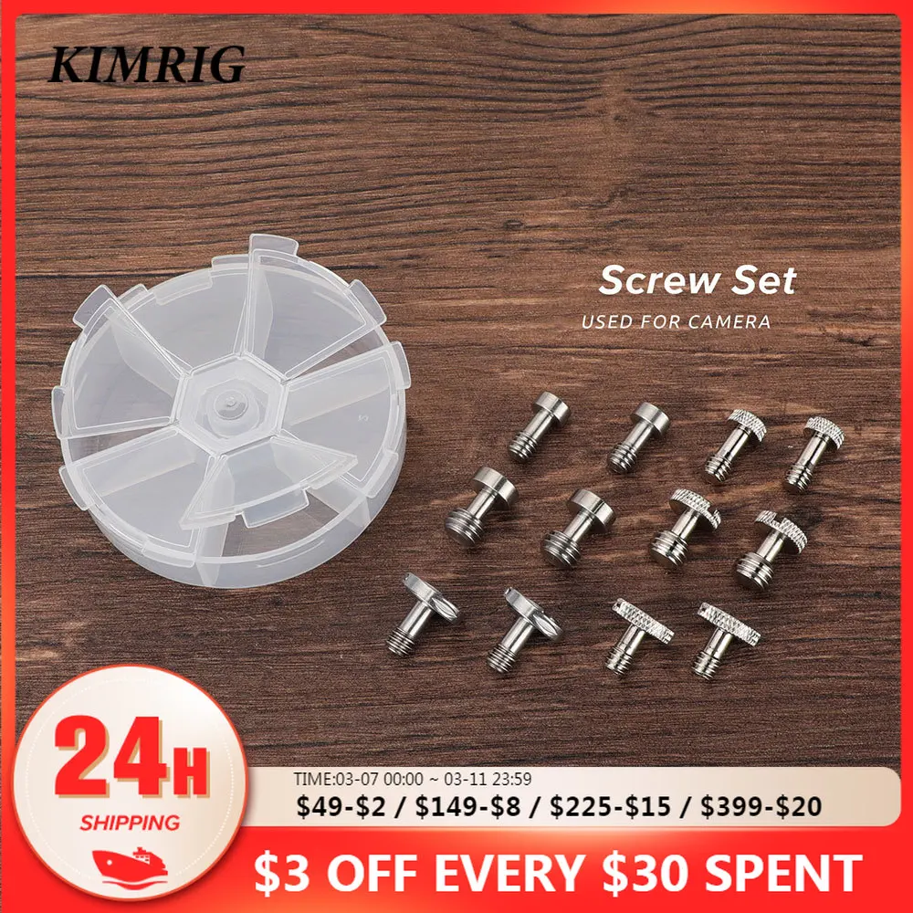 KIMRIG DSLR Camera Screw Set 1/4 Inch 3/8 Inch Slotted Screw D Ring Screws For Camera Accessory replacement Tripod Photo Studio 
KIMRIG DSLR Camera Screw Set 1/4 Inch 3/8 Inch Slotted Screw D Ring Screws For Camera Accessory replacement Tripod Photo Studio