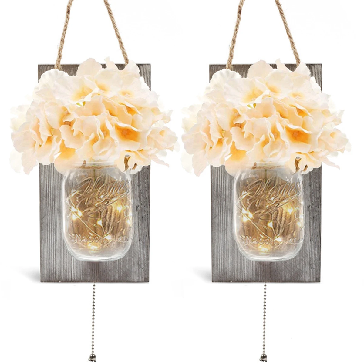 2Pcs Mason Jar Sconces with LED Fairy Light Battery Powered Mason Jar Wall Decor Rustic Wall Sconces Home Decor
2Pcs Mason Jar Sconces with LED Fairy Light Battery Powered Mason Jar Wall Decor Rustic Wall Sconces Home Decor