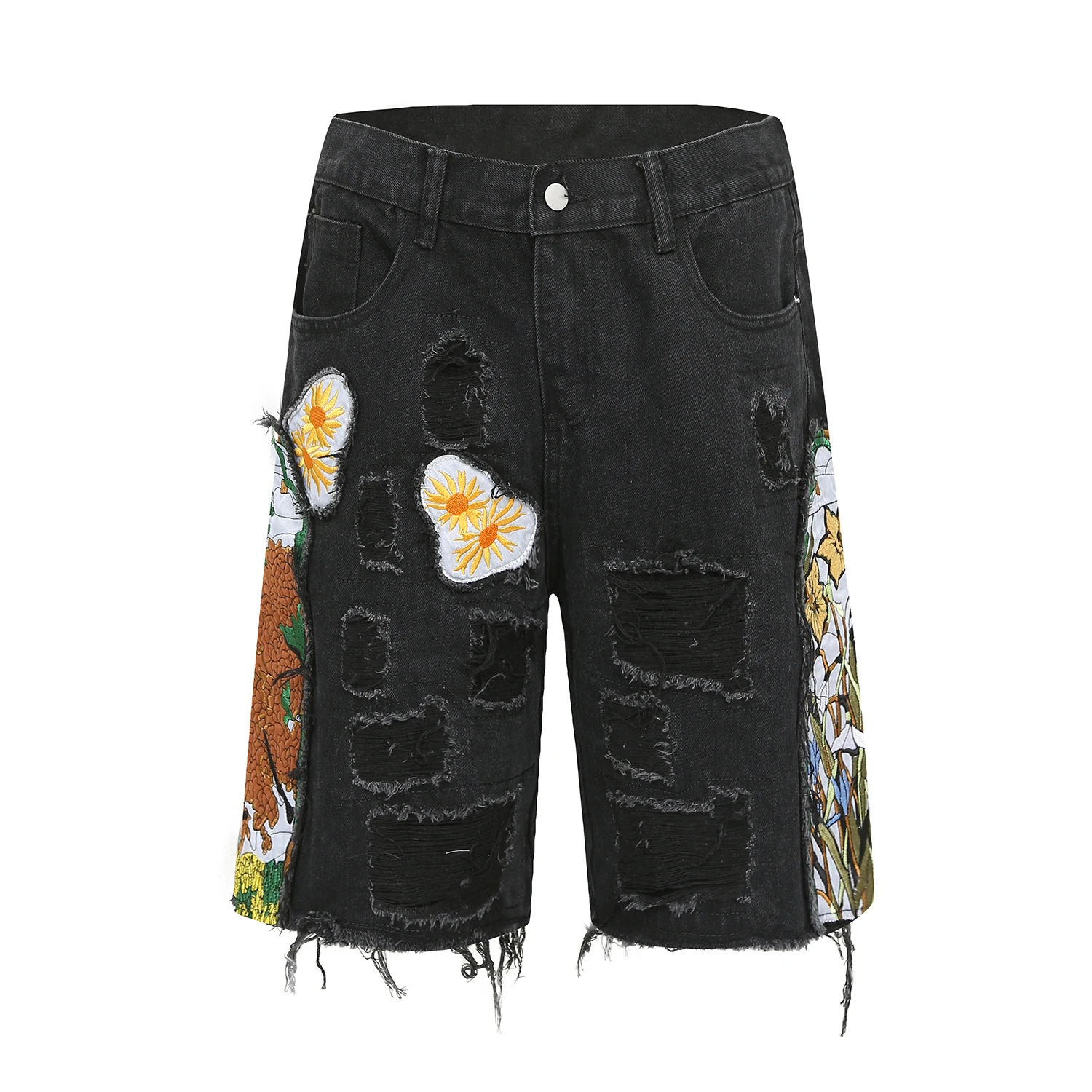Hip Hop Ripped Jeans Shorts for Men Streetwear Washed Hole Patch Embroidered Destroyed Straight Short Jeans Male Baggy Y2K 
Hip Hop Ripped Jeans Shorts for Men Streetwear Washed Hole Patch Embroidered Destroyed Straight Short Jeans Male Baggy Y2K