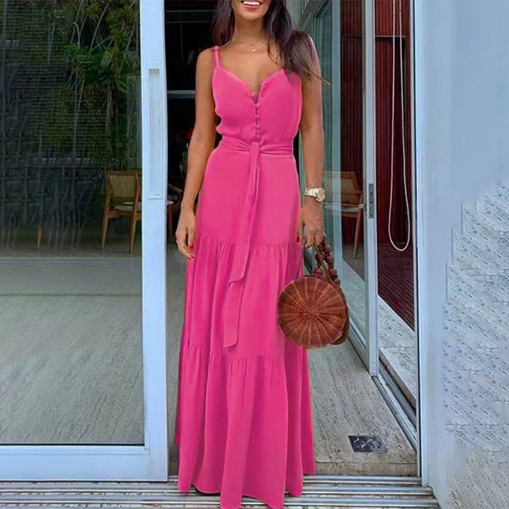 Women V Neck Sleeveless Fashion Summer Long Dress Ladies Boho Sundress Elegant Beach Party Dresses For Women 2023
Women V Neck Sleeveless Fashion Summer Long Dress Ladies Boho Sundress Elegant Beach Party Dresses For Women 2023