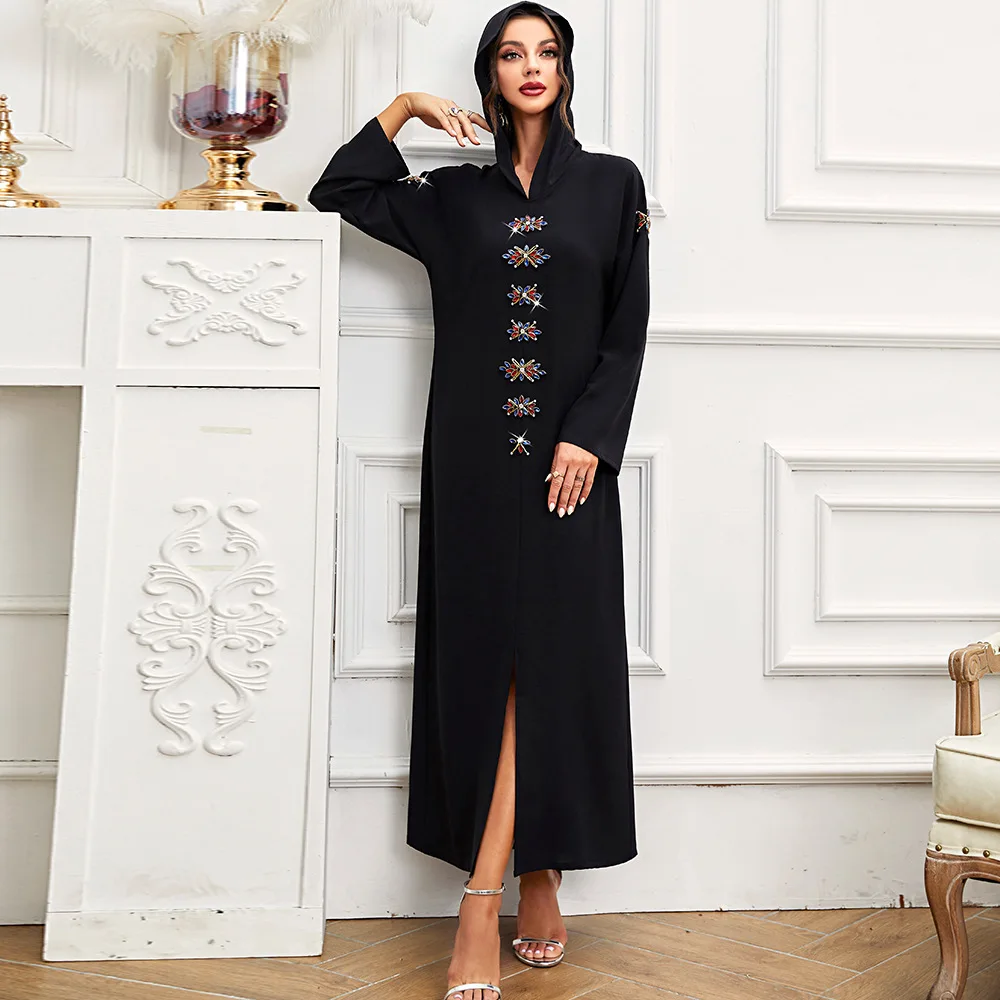 Muslim Fashion Ladies Hooded Robe Dubai Abaya Turkey Black Hand Sewn Dress Moroccan Kaftan Islamic Clothing for Women Islamic
Muslim Fashion Ladies Hooded Robe Dubai Abaya Turkey Black Hand Sewn Dress Moroccan Kaftan Islamic Clothing for Women Islamic