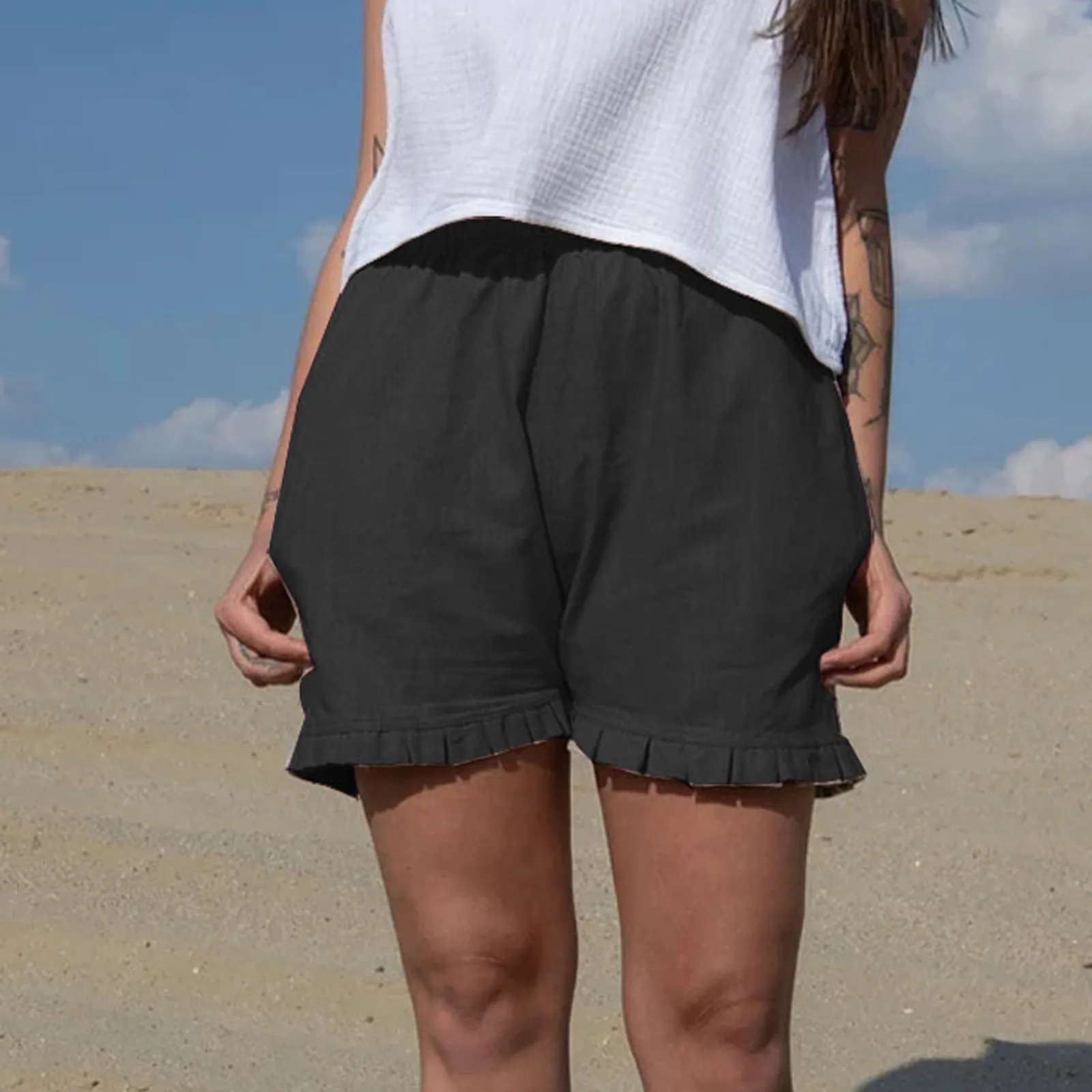 Women's Solid Color Shorts Summer High Waist Pocket Breathable Drawstring Short Pants Casual Loose Wide Leg Pants
Women's Solid Color Shorts Summer High Waist Pocket Breathable Drawstring Short Pants Casual Loose Wide Leg Pants