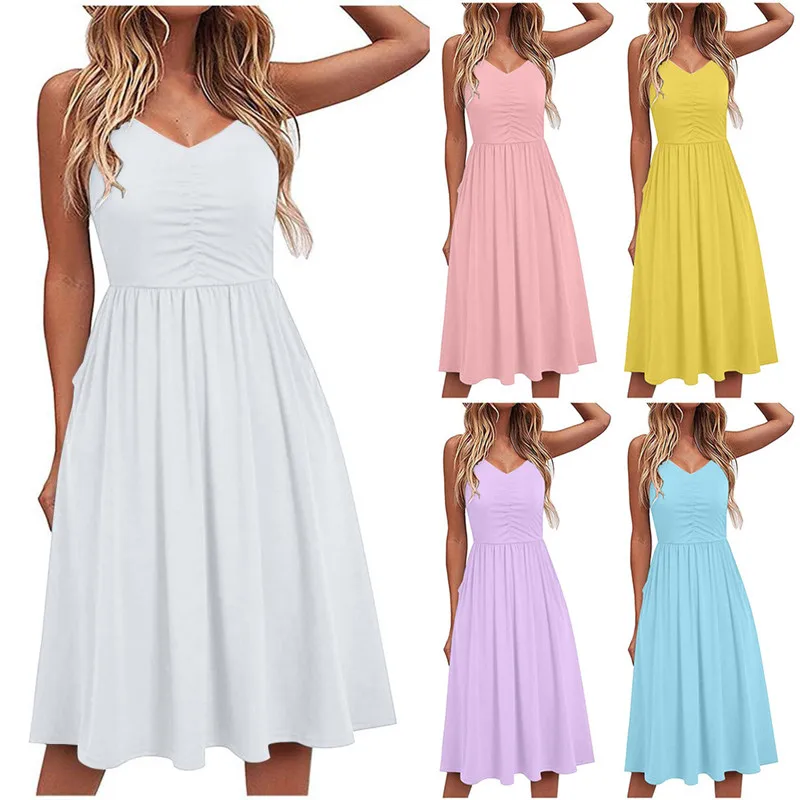 Bikoles Summer Sexy V Neck Spaghetti Straps Women's Dress 2021 New Fashion Solid High Waist Backless Temperament Ladies Vestidos
Bikoles Summer Sexy V Neck Spaghetti Straps Women's Dress 2021 New Fashion Solid High Waist Backless Temperament Ladies Vestidos