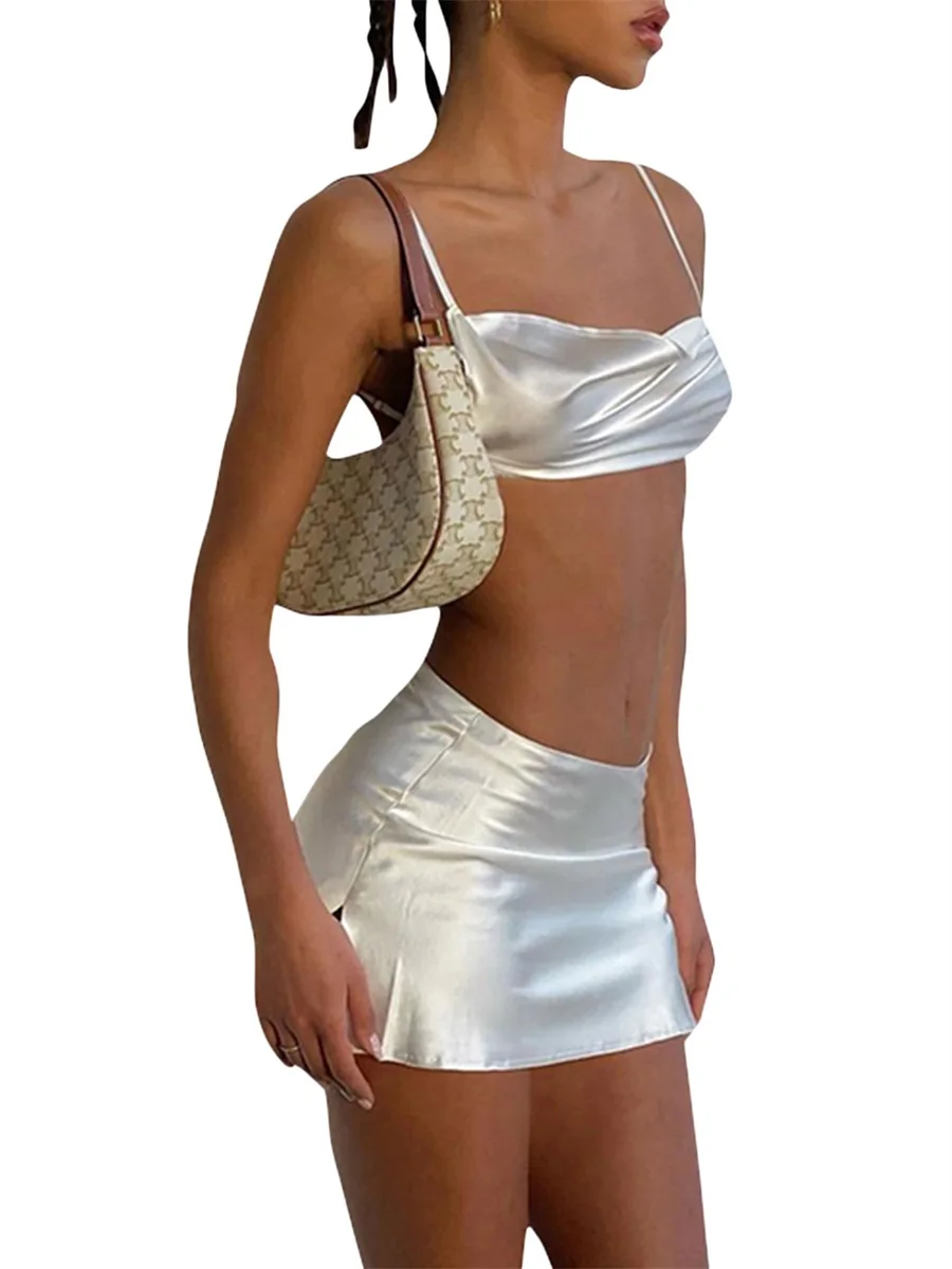 Thorn Tree Women Summer Sexy Satin 2Piece Skirt Sets Solid Sleeveless Spaghetti Strap Crop Top Backless Mini Dress Party Outfits
Thorn Tree Women Summer Sexy Satin 2Piece Skirt Sets Solid Sleeveless Spaghetti Strap Crop Top Backless Mini Dress Party Outfits