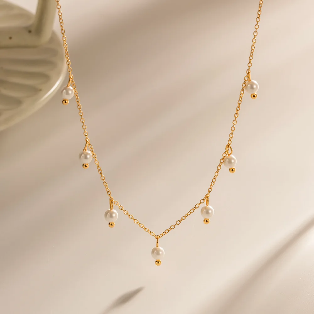 Fashion Stainless Steel Natural Freshwater Pearl Tassel Pendant Necklace Women Stylish 18k Gold Color Plated Trendy Jewelry
Fashion Stainless Steel Natural Freshwater Pearl Tassel Pendant Necklace Women Stylish 18k Gold Color Plated Trendy Jewelry