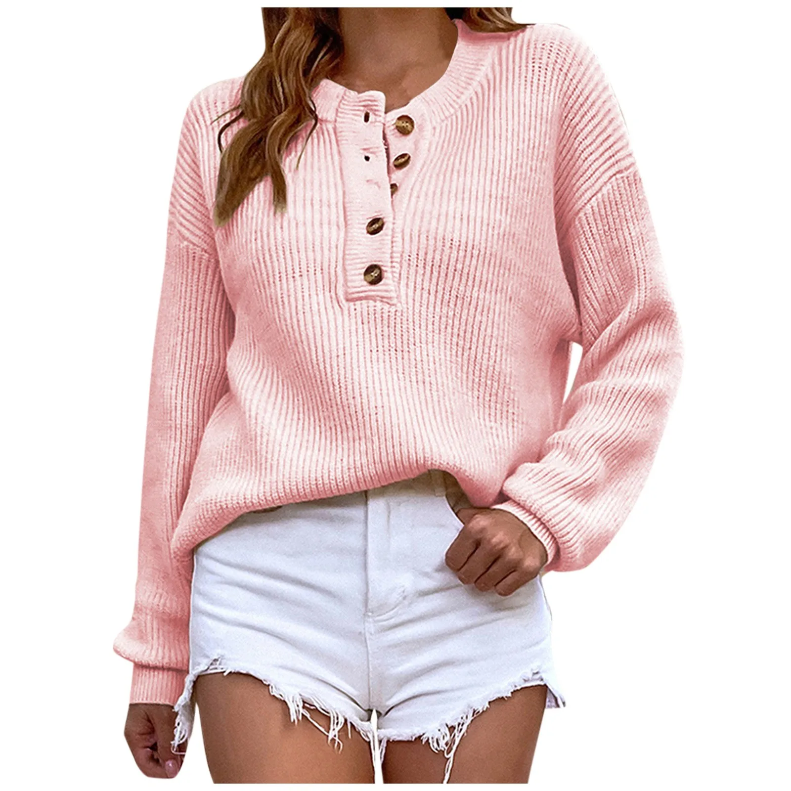 Women's Casual Fashion 2023 solid color Long Sleeved Knitting Solid Color button Sweater Top Autumn Winter Casual Pullovers
Women's Casual Fashion 2023 solid color Long Sleeved Knitting Solid Color button Sweater Top Autumn Winter Casual Pullovers