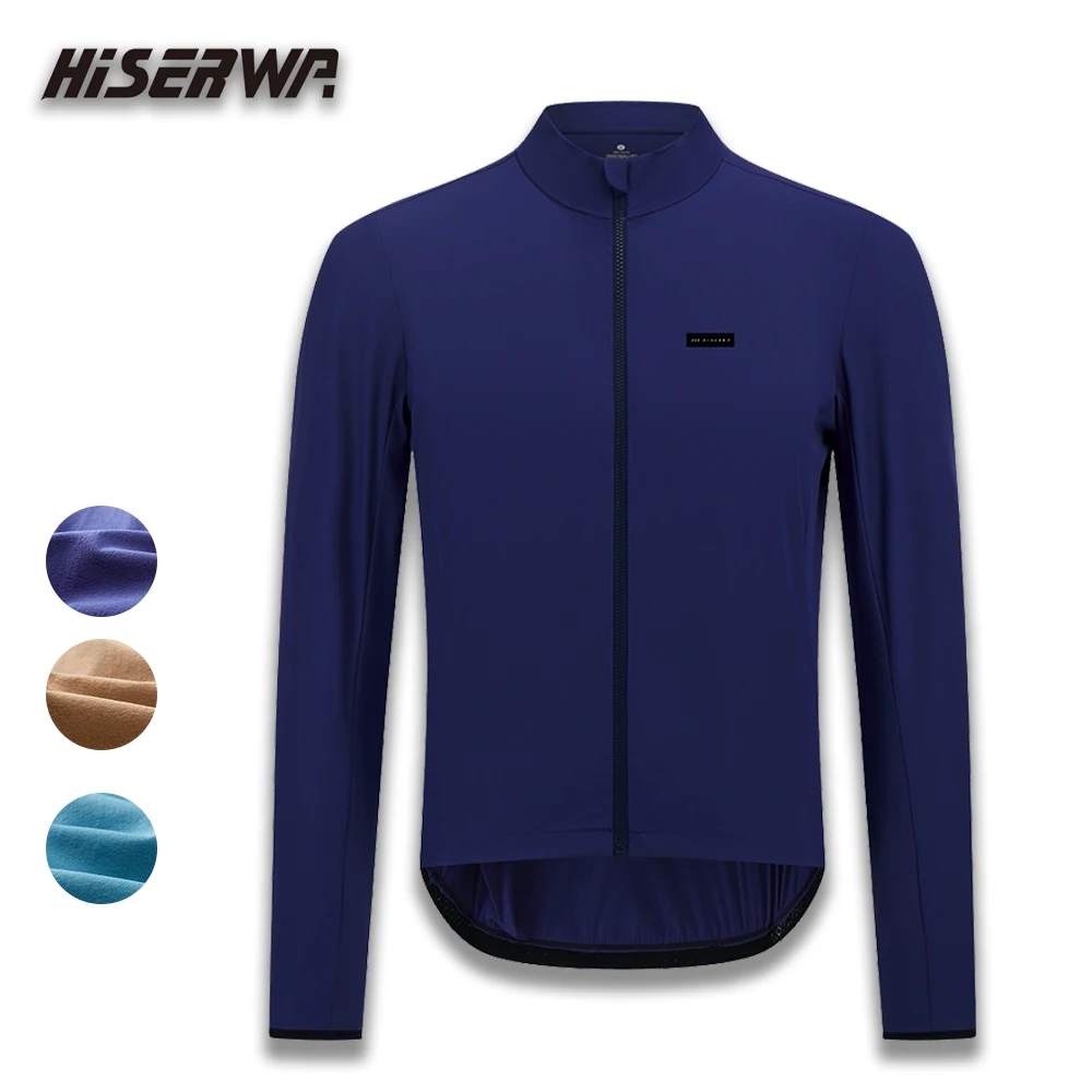 

HISERWA Men Cycling Jacket Windproof Waterproof Coat LightWeight Quick Dry Warm Windbreaker Long Sleeve Bicycle Clothing