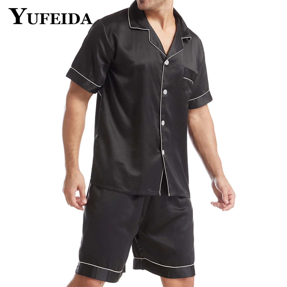 YUFEIDA Ice Silk Pajamas Set Turn Down Collar Summer Short-sleeve Thin Silk Pajama Men Casual Solid Color Homewear Set Sleepwear
YUFEIDA Ice Silk Pajamas Set Turn Down Collar Summer Short-sleeve Thin Silk Pajama Men Casual Solid Color Homewear Set Sleepwear