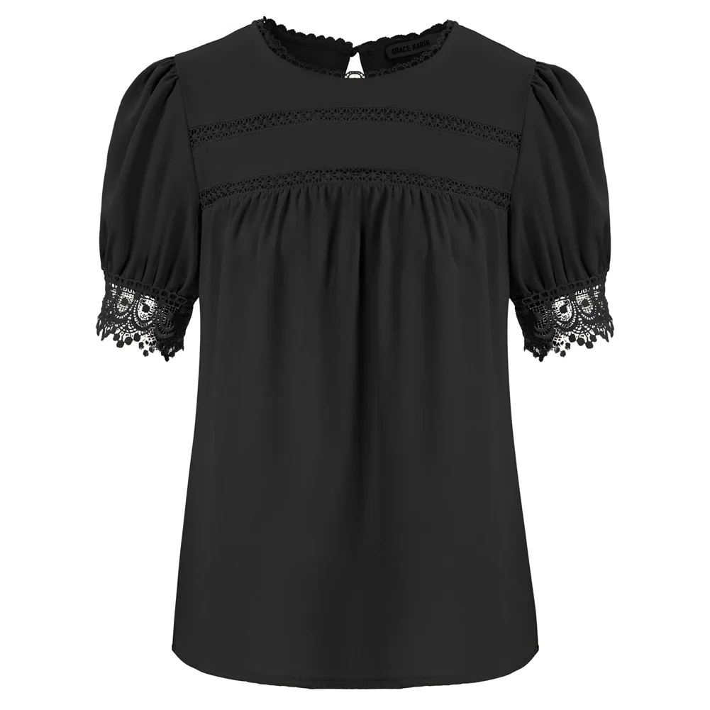 GK Women Hollowed-out Front Tops Puffed Short Sleeve Crew Neck Blouse Summer Cuasal Chiffon Shirts Office Lady Workwear A30
GK Women Hollowed-out Front Tops Puffed Short Sleeve Crew Neck Blouse Summer Cuasal Chiffon Shirts Office Lady Workwear A30
