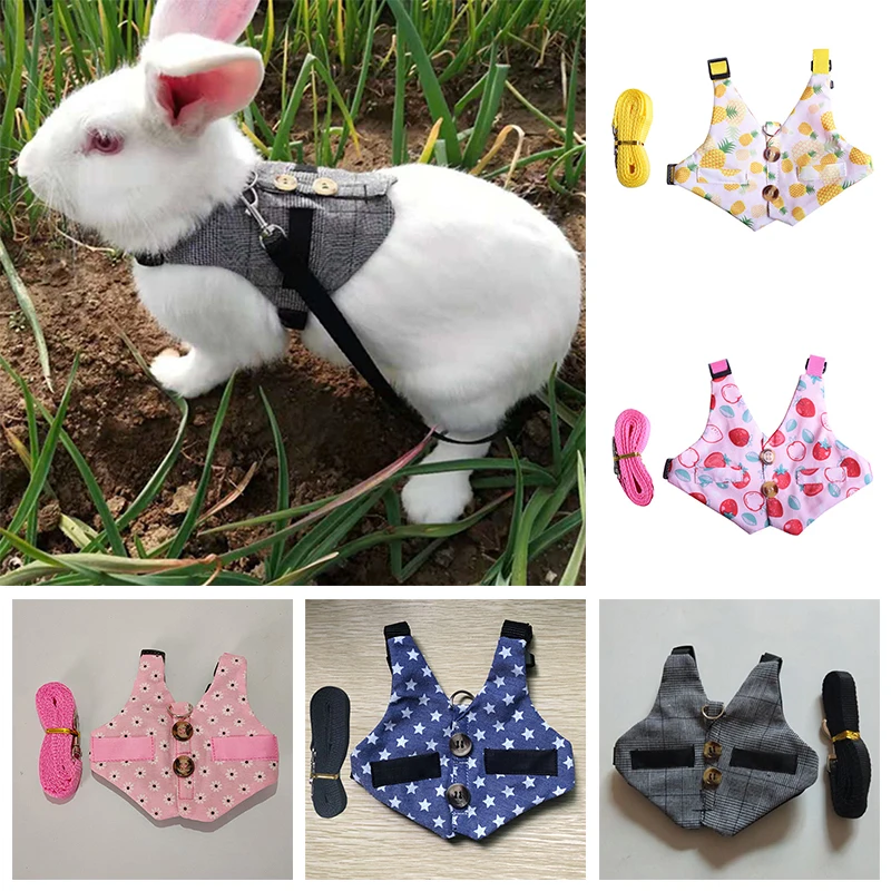 

Rabbit Harnesses Vest Leash Set Guinea Pig Hamsters Bunny Outdoor Walking Harness Puppy Kitten Clothes Small Animal Accessories