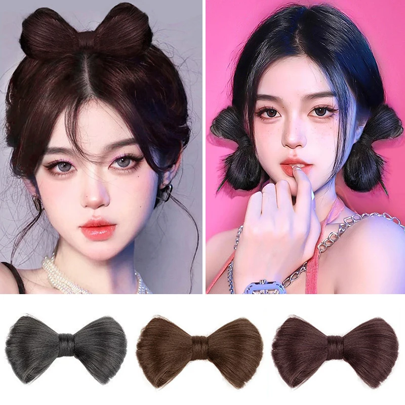 

Fashion Women Girls Hairstyle Big Bow Ties Wig Hairpin Hair Accessories Big Bowknot Synthetic Fake Hair Duckbill Clip Handmade