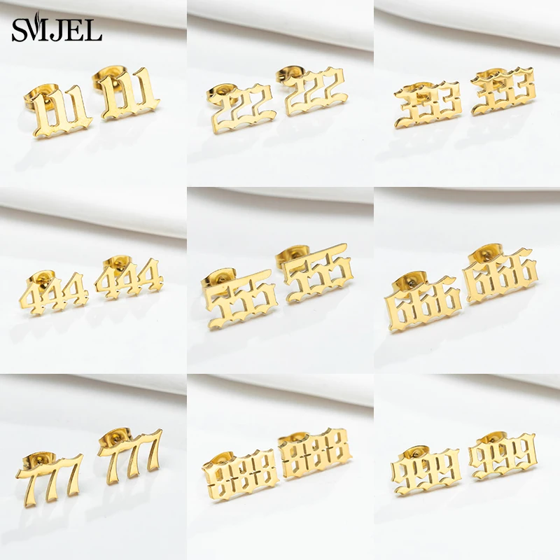 Gold Stainless Steel Angel Number Earrings 111 222 333 444 555 666 777 888 999 Devil Ear Studs Minimalist Jewelry Best Gifts
Gold Stainless Steel Angel Number Earrings 111 222 333 444 555 666 777 888 999 Devil Ear Studs Minimalist Jewelry Best Gifts