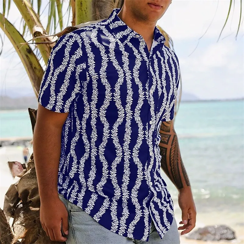 

Men's Casual Shirt Beach Shirt Short Sleeves Graphic Waves Turndown Street Vacation Clothing Apparel Stylish Modern Contemporary