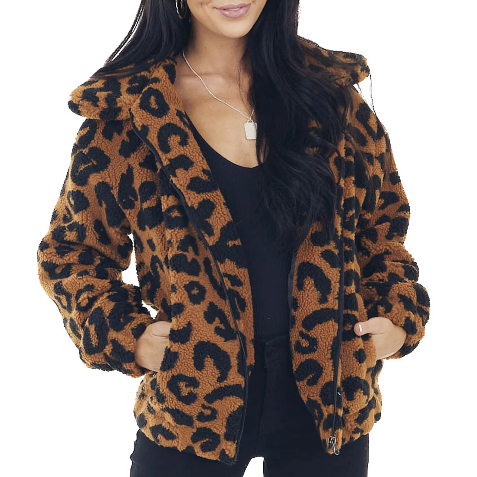 Women's Overcoat Classic Leopard Printed Winter Fleece Lined Lapel Snow Women's Lightweight Jacket Zip Womens Jacket Woman Women
Women's Overcoat Classic Leopard Printed Winter Fleece Lined Lapel Snow Women's Lightweight Jacket Zip Womens Jacket Woman Women