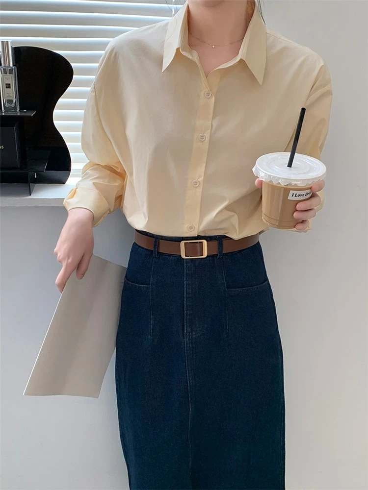 2022 Spring Button Up Shirt Loose Sweet Elegant Solid Color Shirts for Women Long Sleeve Ladies Casual Blouses Chic Tops ML
2022 Spring Button Up Shirt Loose Sweet Elegant Solid Color Shirts for Women Long Sleeve Ladies Casual Blouses Chic Tops ML