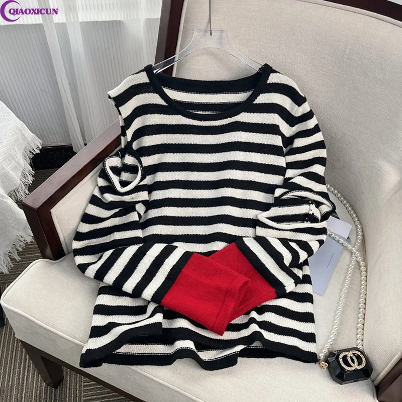 Asymmetrical Cut Shoulder Cutout Striped Wool Sweater Female For Spring Autumn 2022 Korea Design Sense Loose Jumper Sweater Tops
Asymmetrical Cut Shoulder Cutout Striped Wool Sweater Female For Spring Autumn 2022 Korea Design Sense Loose Jumper Sweater Tops