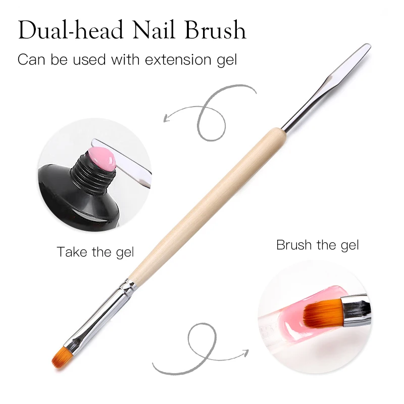 

1pcs Dual Ended Nail Art Brushes Acrylic UV Gel Extension Builder Flower Painting Pen Brush Remover Spatula Stick Manicure Tools