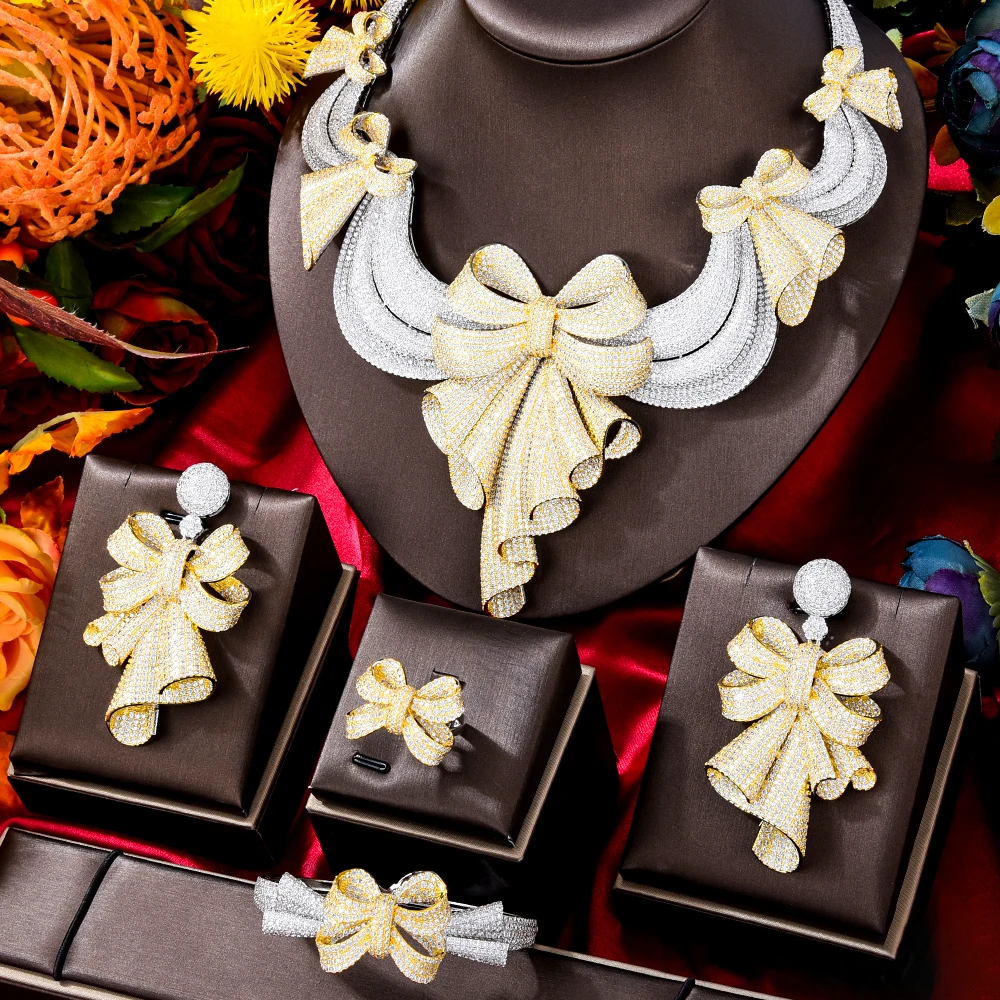 Missvikki 4PCS Luxury High Quality Bowknot Pendant Jewelry Sets Bangle Earrings Necklace Ring Full Crystal Nigerian Wedding Gift
Missvikki 4PCS Luxury High Quality Bowknot Pendant Jewelry Sets Bangle Earrings Necklace Ring Full Crystal Nigerian Wedding Gift