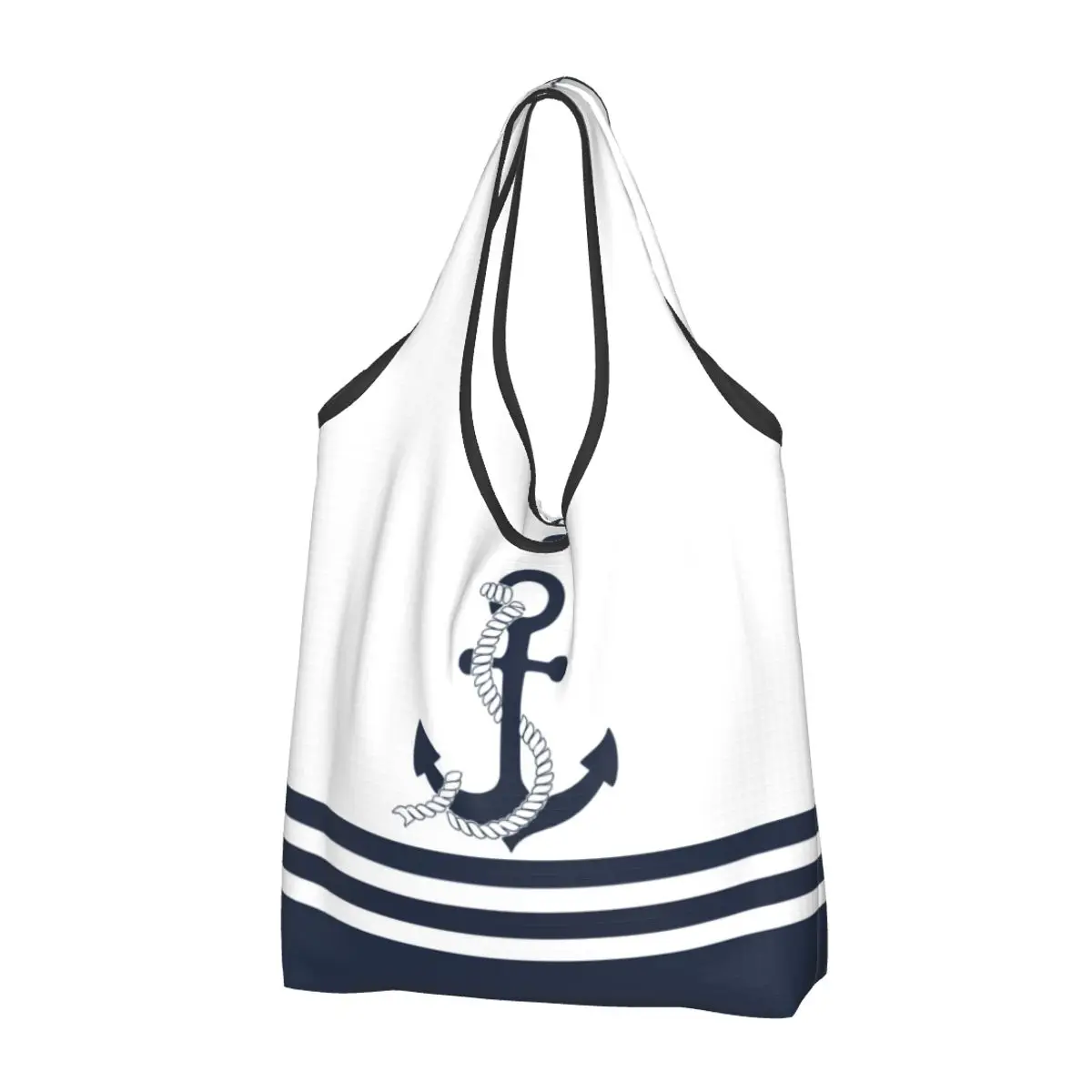 Printed Nautical Blue Anchors With Blue And White Stripes Tote Shopping Bag Portable Shoulder Shopper Sailing Sailor Handbag
Printed Nautical Blue Anchors With Blue And White Stripes Tote Shopping Bag Portable Shoulder Shopper Sailing Sailor Handbag