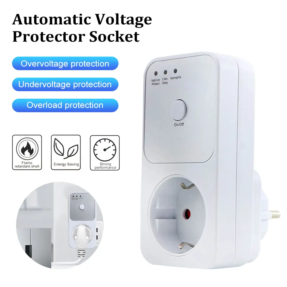 1Pc Voltage Protector Socket AC 220V Surge Protection Electrical Outlets EU Plug Automatic Refrigerator Protect For Home
1Pc Voltage Protector Socket AC 220V Surge Protection Electrical Outlets EU Plug Automatic Refrigerator Protect For Home