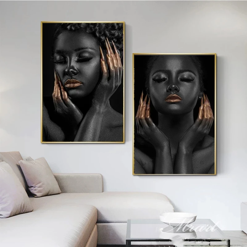 Canvas Painting Wall Art Black Girl Golden Nails Poster Fashion HD Printing Nordic Home Decorative Living Room Modular Pictures
Canvas Painting Wall Art Black Girl Golden Nails Poster Fashion HD Printing Nordic Home Decorative Living Room Modular Pictures