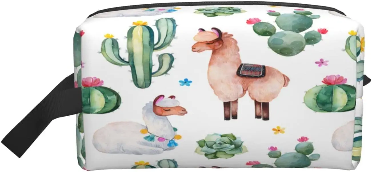 Green Watercolor Cactus Toiletry Bag With Succulents Multicolored Flowers And Cute Llamas Nature Cartoon White Makeup Cosmetic
Green Watercolor Cactus Toiletry Bag With Succulents Multicolored Flowers And Cute Llamas Nature Cartoon White Makeup Cosmetic