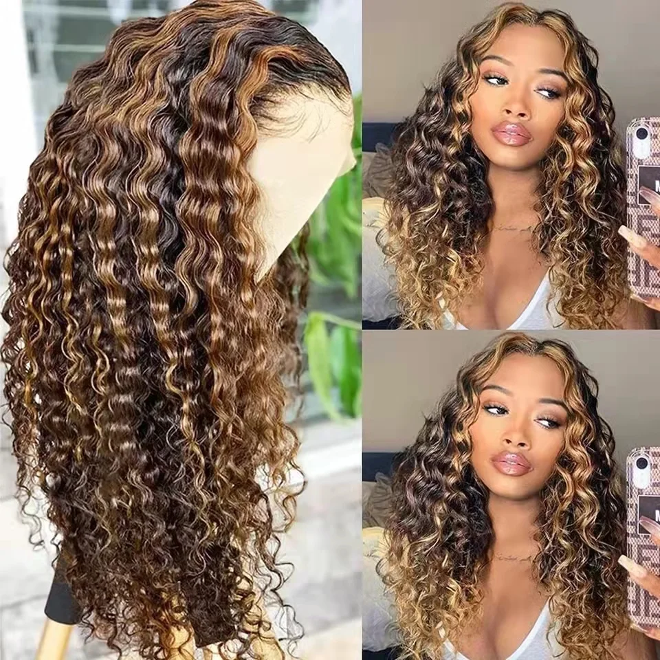 Highlight Curly 13X4 HD Lace Frontal Wigs Honey Blonde Deep Wave Lace Front Human Hair Wigs Ombre Deep Wave Frontal Women's Wig
Highlight Curly 13X4 HD Lace Frontal Wigs Honey Blonde Deep Wave Lace Front Human Hair Wigs Ombre Deep Wave Frontal Women's Wig
