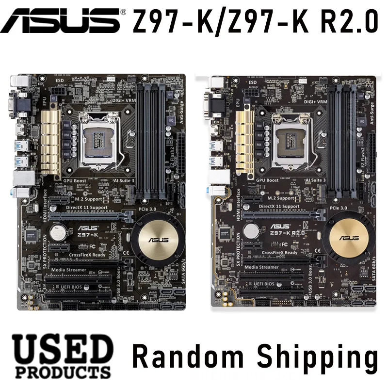 Материнская плата LGA 1150 Asus Z97-K R2.0 i3 i5 i7 CPU 32 ГБ DDR3 PCI-E 3 0 M.2 VGA CrossFireX Desktop Intel Z97 ATX |
