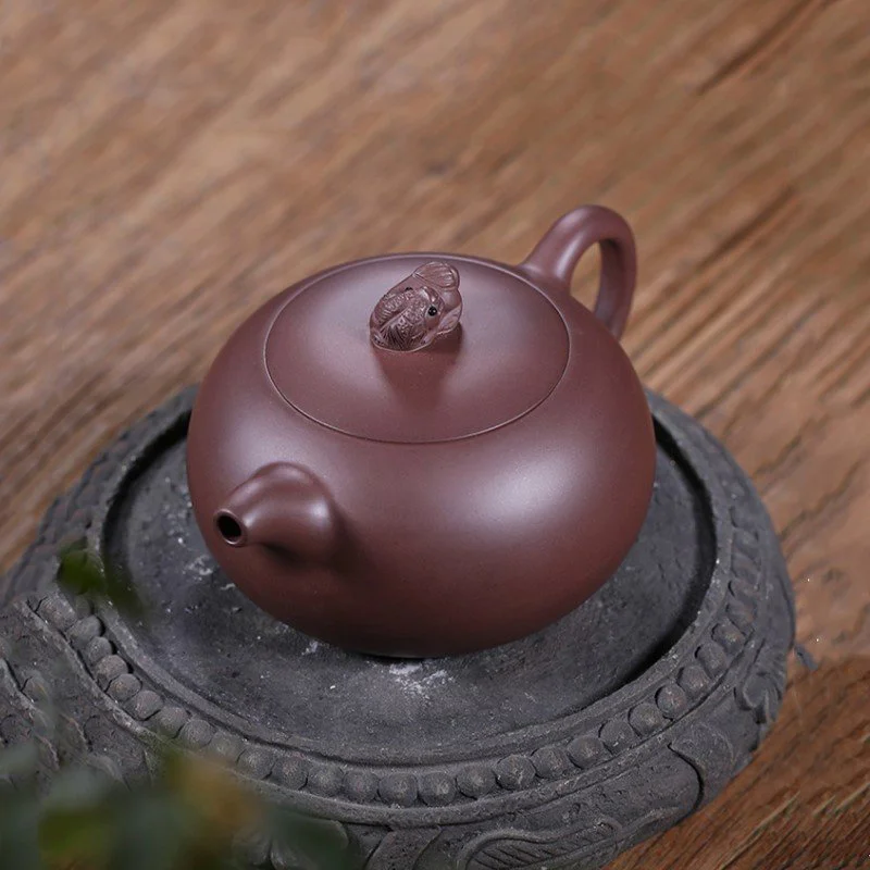 

Yixing Purple Clay Tea Pot Raw Ore Dahongpao Xishi Teapot Ball Hole Filter Kettle Beauty Tea Infuser Authentic Zisha Teaware