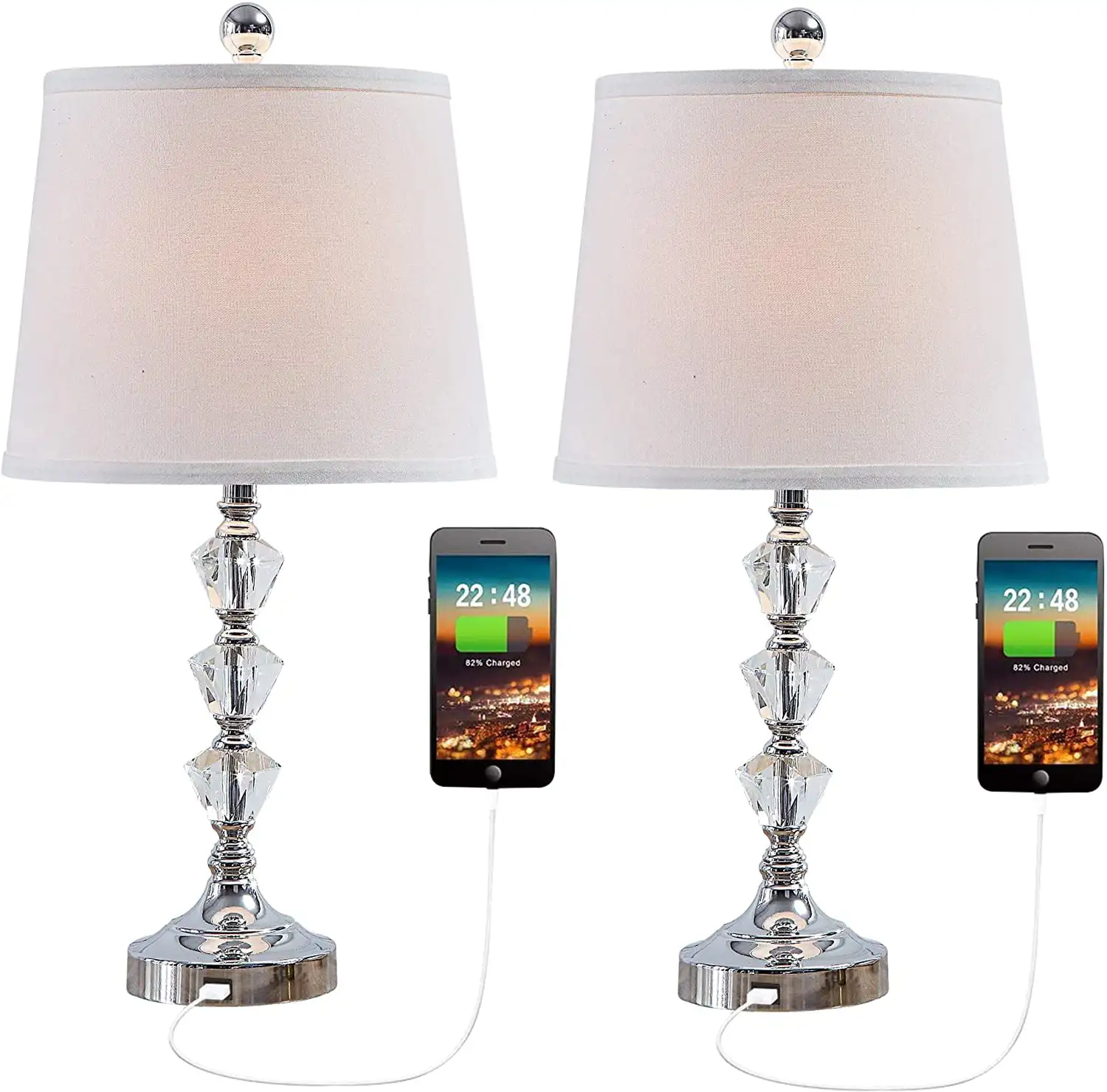 Set of 2 Crystal Table Lamp with 2 USB Charge Ports Nightstand Lamp Bedside Table Lamp for Nightstand Guest Living Room
Set of 2 Crystal Table Lamp with 2 USB Charge Ports Nightstand Lamp Bedside Table Lamp for Nightstand Guest Living Room