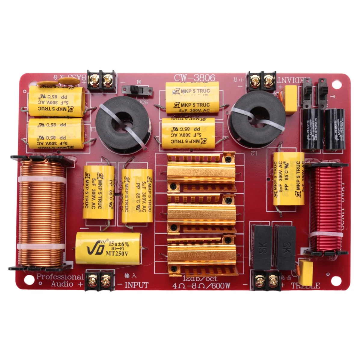 600W 3 Way Speaker Audio Frequency Divider 3 Unit Speaker Crossover for Car Home
600W 3 Way Speaker Audio Frequency Divider 3 Unit Speaker Crossover for Car Home