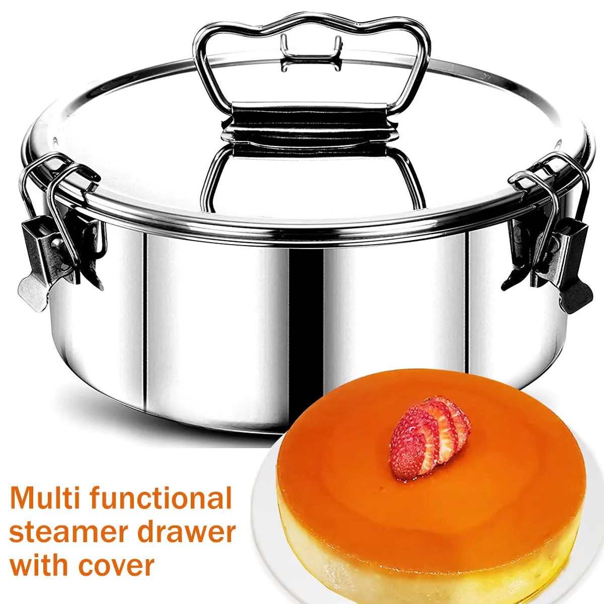 Flan Mold 304 Stainless Steel Flan Pan Mold with Lid and Handle 1.5QT Capacity Flanera Flan Mould Portable Round Cake Baking 
Flan Mold 304 Stainless Steel Flan Pan Mold with Lid and Handle 1.5QT Capacity Flanera Flan Mould Portable Round Cake Baking