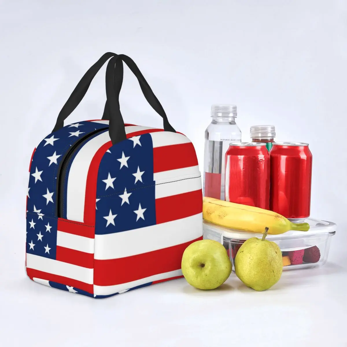 American Flag Lunch Bag with Handle 4th of July Blue Red Stripe Zipper Cooler Bag School Elegant Aluminium Thermal Bag
American Flag Lunch Bag with Handle 4th of July Blue Red Stripe Zipper Cooler Bag School Elegant Aluminium Thermal Bag