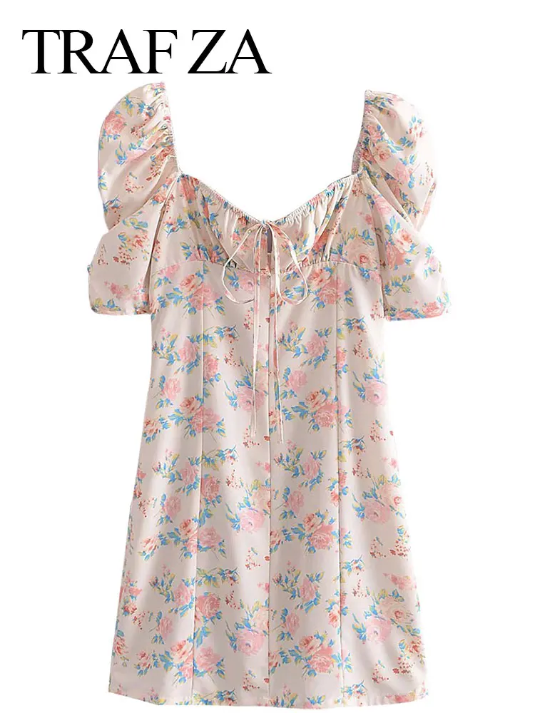 TRAF ZA Summer Women's Printed Floral Mini Dress Raglan Sleeves Square Neck Lace Up Backless Smocked Slim Fit Sexy Country Dress
TRAF ZA Summer Women's Printed Floral Mini Dress Raglan Sleeves Square Neck Lace Up Backless Smocked Slim Fit Sexy Country Dress