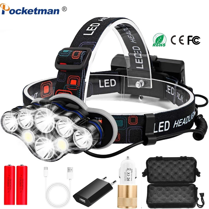 Most Bright 8 LED Headlamp USB Rechargeable Head Lamp Tactical 8 Modes Head Flashlight Waterproof Head Torch by 18650 Headlamp 
Most Bright 8 LED Headlamp USB Rechargeable Head Lamp Tactical 8 Modes Head Flashlight Waterproof Head Torch by 18650 Headlamp