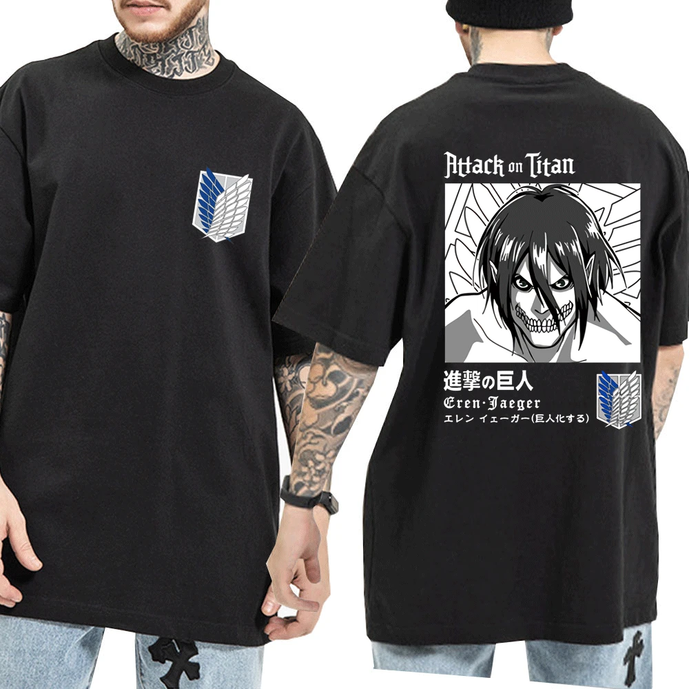 Japanese Anime Harajuku Attack on Titan T-shirt Eren Yeager Cartoon graphic t shirts Summer Cotton oversized t shirt men women
Japanese Anime Harajuku Attack on Titan T-shirt Eren Yeager Cartoon graphic t shirts Summer Cotton oversized t shirt men women