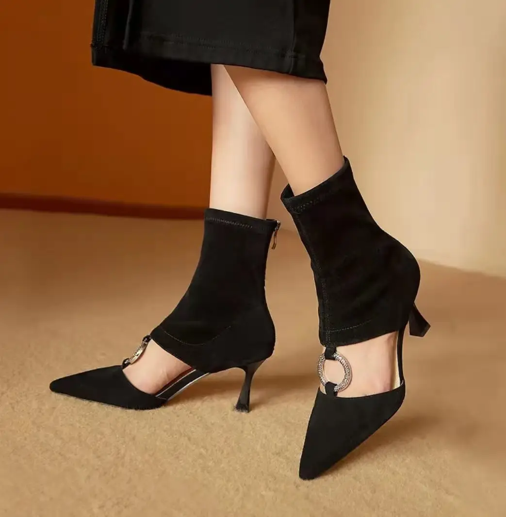 WHNB Womens 2022 New Pointed Toe Ankle Boots Cut Out Rhinestones Square Circle Buckle High Heel Shoes Black White
WHNB Womens 2022 New Pointed Toe Ankle Boots Cut Out Rhinestones Square Circle Buckle High Heel Shoes Black White