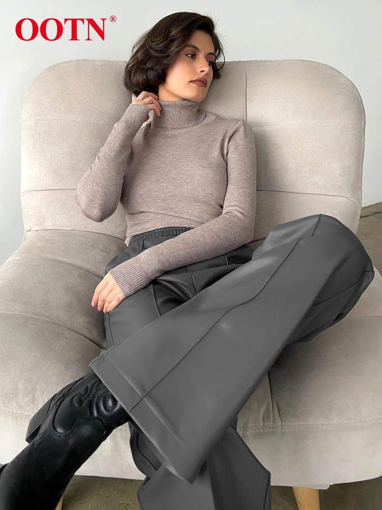 OOTN Street Chic PU Black Long Pants Women Elegant Elastic Waist Wide Leg Pants High Street Pockets Trousers Female 2023 Autumn
OOTN Street Chic PU Black Long Pants Women Elegant Elastic Waist Wide Leg Pants High Street Pockets Trousers Female 2023 Autumn