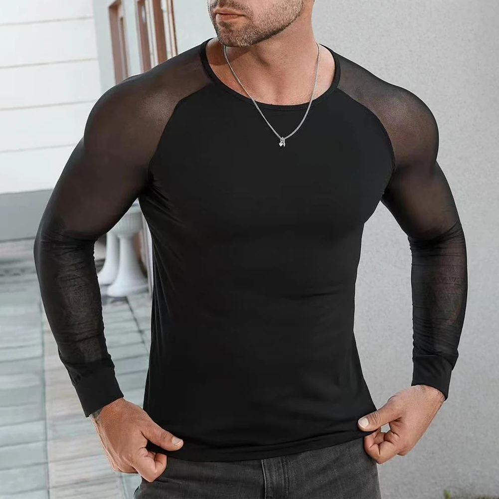 Men Crew Neck Tops Long Sleeve Stitching See Through Mesh T Shirt Blouse Tee Top
Men Crew Neck Tops Long Sleeve Stitching See Through Mesh T Shirt Blouse Tee Top