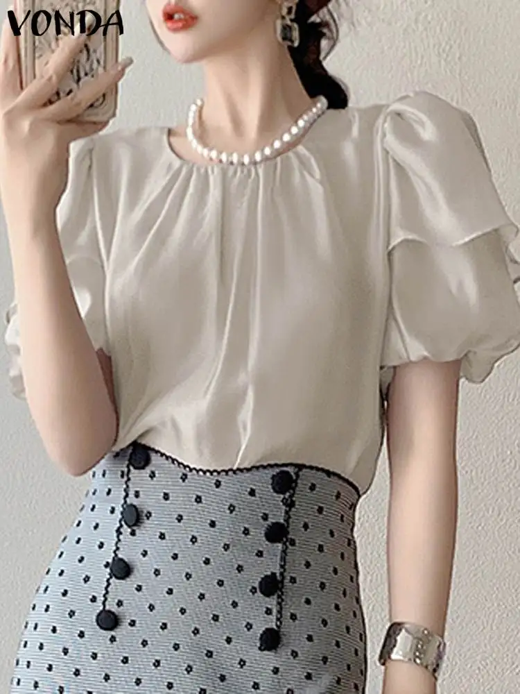 Elegant Lady Shirts 2023 VONDA Women Sexy Puff Sleeve Blouse Sexy Solid Color Square Neck Blusas Casual Loose Office Summer Tops
Elegant Lady Shirts 2023 VONDA Women Sexy Puff Sleeve Blouse Sexy Solid Color Square Neck Blusas Casual Loose Office Summer Tops