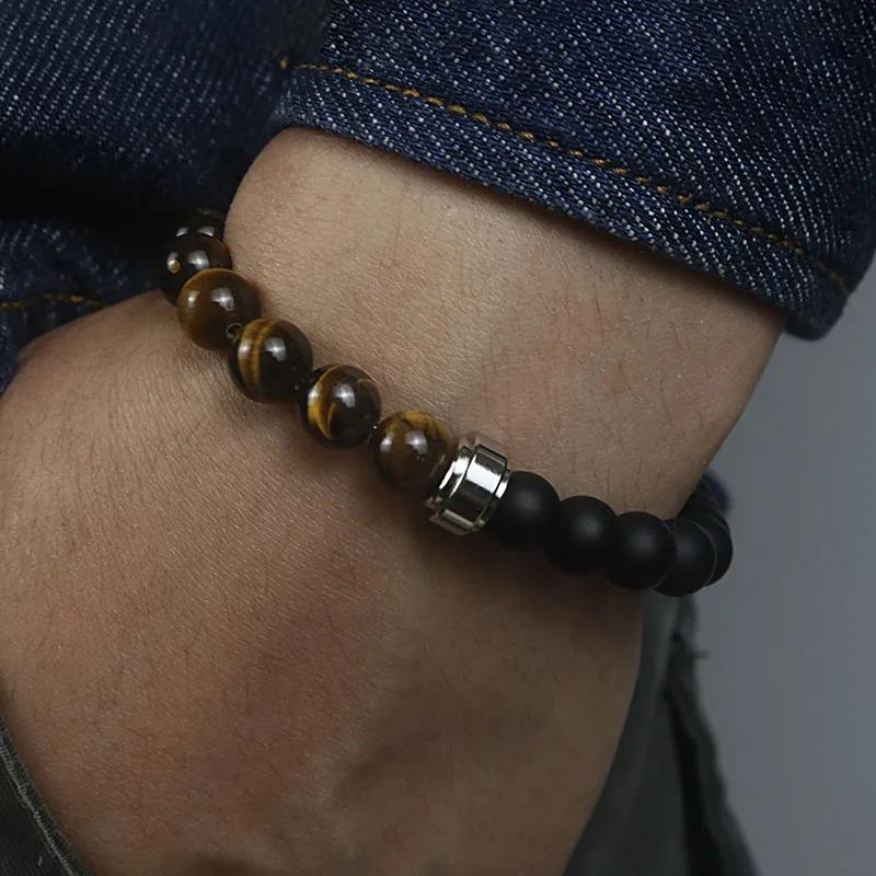 8mm Stainless Steel Natural Stone Bracelets Bangle Men Tiger Eye Stone Bead Bracelet For Men Gift For Him Pulseras Hombre JS-04
8mm Stainless Steel Natural Stone Bracelets Bangle Men Tiger Eye Stone Bead Bracelet For Men Gift For Him Pulseras Hombre JS-04