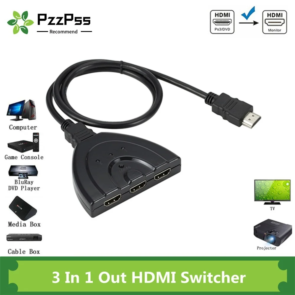 PzzPss 3 порта HDMI коммутатор адаптер кабель 1080P Сплиттер концентратор в 1 выход